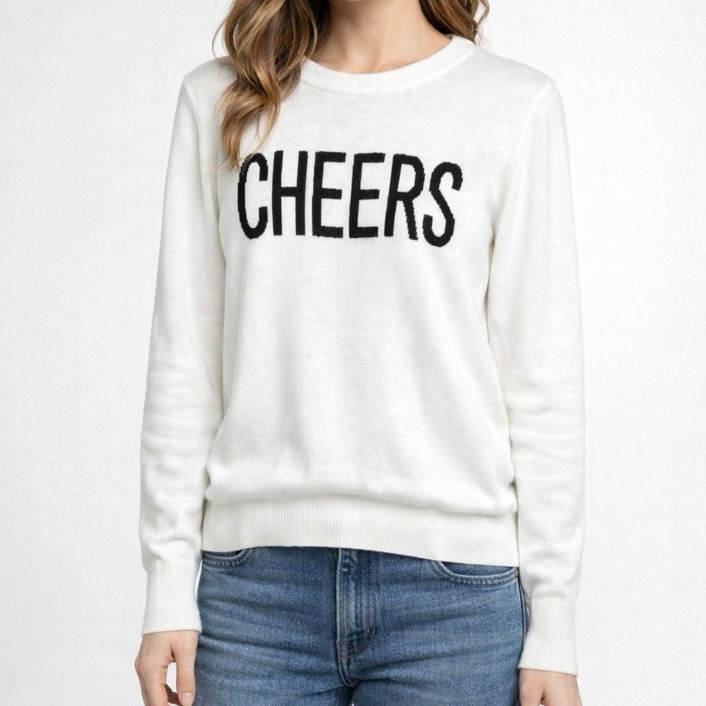 Alex Marie White 'Cheers' Crew Neck Long Sleeve Sweater Sz M
